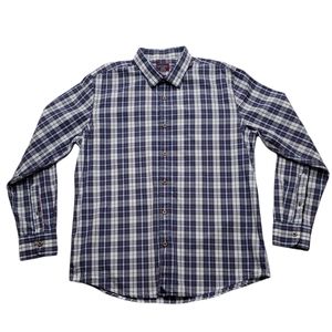 UNTUCKit Men's Plaid Button-Down Shirt in Navy and White